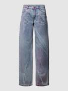 Review Mid Waist Straight Fit Jeans aus reiner Baumwolle in Jeansblau,...
