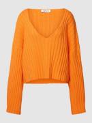 EDITED Strickpullover mit V-Ausschnitt Modell 'Thamara' in Orange, Grö...