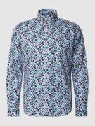 Jake*s Slim Fit Business-Hemd mit Allover-Print in Blau, Größe S