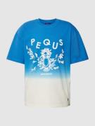 PEQUS Oversized T-Shirt mit Label-Print in Blau, Größe S