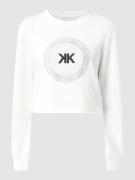 Kendall & Kylie Cropped Sweatshirt mit Logo-Applikation in Offwhite, G...