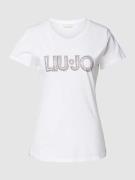 Liu Jo White T-Shirt mit Ziersteinbesatz in Weiss, Größe S