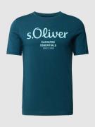 s.Oliver RED LABEL T-Shirt mit Label-Print in Petrol, Größe S
