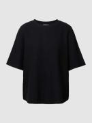 Jake*s Casual T-Shirt in Ripp-Optik in Black, Größe S