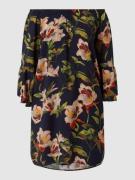Apricot Off-Shoulder-Kleid mit floralem Muster in Marine, Größe XS