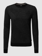 BOSS Strickpullover aus Schurwolle Modell 'Motivo' in Black, Größe S