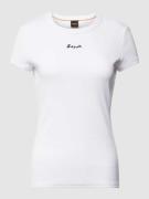 BOSS Orange T-Shirt mit Rippenstruktur Modell 'Esim' in Weiss, Größe L