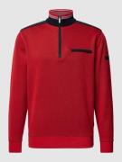 bugatti Sweatshirt mit Troyer-Kragen in Rot, Größe S