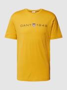 Gant T-Shirt mit Label-Print in Gelb, Größe S
