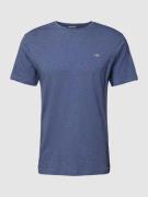 Gant T-Shirt mit Label-Stitching in Jeansblau Melange, Größe S