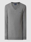 Gant Pullover aus Baumwolle in Mittelgrau Melange, Größe XXL