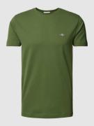 Gant T-Shirt mit Label-Stitching in Oliv, Größe S