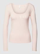 Guess Longsleeve mit Label-Print Modell 'CARRIE' in Rosa, Größe XS