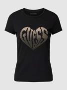 Guess T-Shirt mit Label-Print in Black, Größe S