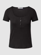 Guess T-Shirt in Ripp-Optik Modell 'SAMANTHA' in Black, Größe XS