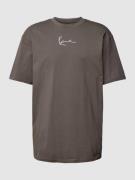 KARL KANI T-Shirt mit Label-Stitching in Dunkelgrau, Größe XS
