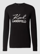 Karl Lagerfeld Strickpullover mit Label und Rundhalsausschnitt in Blac...