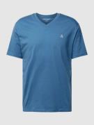 Marc O'Polo T-Shirt mit V-Ausschnitt in unifarbenem Design in Rauchbla...