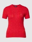 Polo Ralph Lauren Strickpullover mit Zopfmuster in Rot, Größe XS