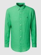 Polo Ralph Lauren Custom Fit Leinenhemd mit Label-Stitching in Gruen, ...