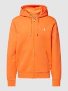 Polo Ralph Lauren Sweatjacke mit Label-Stitching in Orange Melange, Gr...