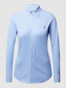 POLO RALPH LAUREN Skinny Fit Bluse aus Piqué in Hellblau, Größe L