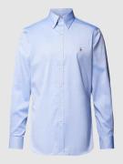 Polo Ralph Lauren Slim Fit Business-Hemd mit Label-Stitching in Bleu, ...