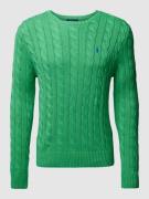 POLO RALPH LAUREN Strickpullover mit Logo-Patch mit Zopfmuster in Grue...