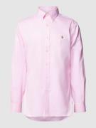 Polo Ralph Lauren Slim Fit Business-Hemd mit Label-Stitching in Rosa, ...