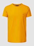 Tommy Hilfiger Slim Fit T-Shirt mit Logo-Stitching in Orange, Größe L