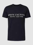 ARMANI EXCHANGE T-Shirt mit Label-Print Modell 'milano/nyc' in Dunkelb...