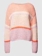 Oui Strickpullover im Colour-Blocking-Design in Rose, Größe 42