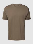 Drykorn T-Shirt mit geripptem Rundhalsausschnitt Modell 'THILO' in Oli...