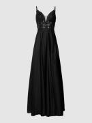 Luxuar Abendkleid mit Ziersteinbesatz in Black, Größe 44