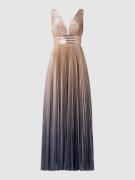 Luxuar Abendkleid mit Plisseefalten in Metallic Rosa, Größe 40
