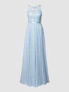Luxuar Abendkleid mit Strasssteinbesatz in Hellblau, Größe 34