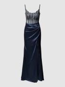 Luxuar Abendkleid mit tiefem V-Ausschnitt in Rauchblau, Größe 32
