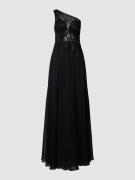 Luxuar Abendkleid mit One-Shoulder-Träger in Black, Größe 40