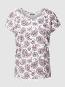 Montego T-Shirt mit Allover-Muster in Weiss, Größe XS