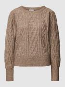 Vila Strickpullover mit Zopfmuster Modell 'SOLANGE' in Mittelbraun, Gr...