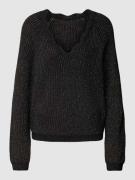 Vila Strickpullover mit V-Ausschnitt in Black, Größe S