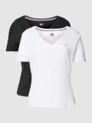 Tommy Jeans T-Shirt mit Logo-Stitching im 2er-Pack in Weiss, Größe XS