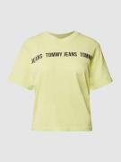 Tommy Jeans T-Shirt aus reiner Baumwolle mit Label-Print in Gelb, Größ...