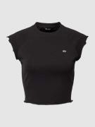 Tommy Jeans Crop Top mit Label-Stitching in Black, Größe XS