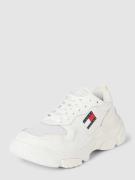 Tommy Jeans Ledersneaker mit Label-Patch in Ecru, Größe 36