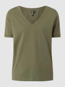 Pieces T-Shirt aus Baumwolle Modell 'Ria' in Khaki, Größe L