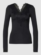 Pieces Longsleeve mit Spitzenbesatz Modell 'ILU' in Black, Größe XS