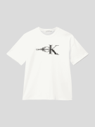 Calvin Klein Jeans T-Shirt mit Label-Print Modell 'MONOGRAM' in Weiss,...