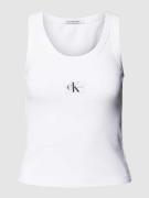 Calvin Klein Jeans Top mit Label-Patch Modell 'WOVEN LABEL' in Weiss, ...