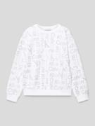 Calvin Klein Jeans Sweatshirt mit Allover-Label-Muster in Weiss, Größe...
